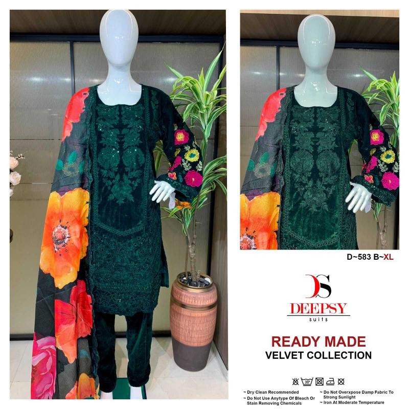 DEEPSY SUITS D 583 Embroidery Velvet Winter Collection Wholesale ReadyMade Suits in Surat