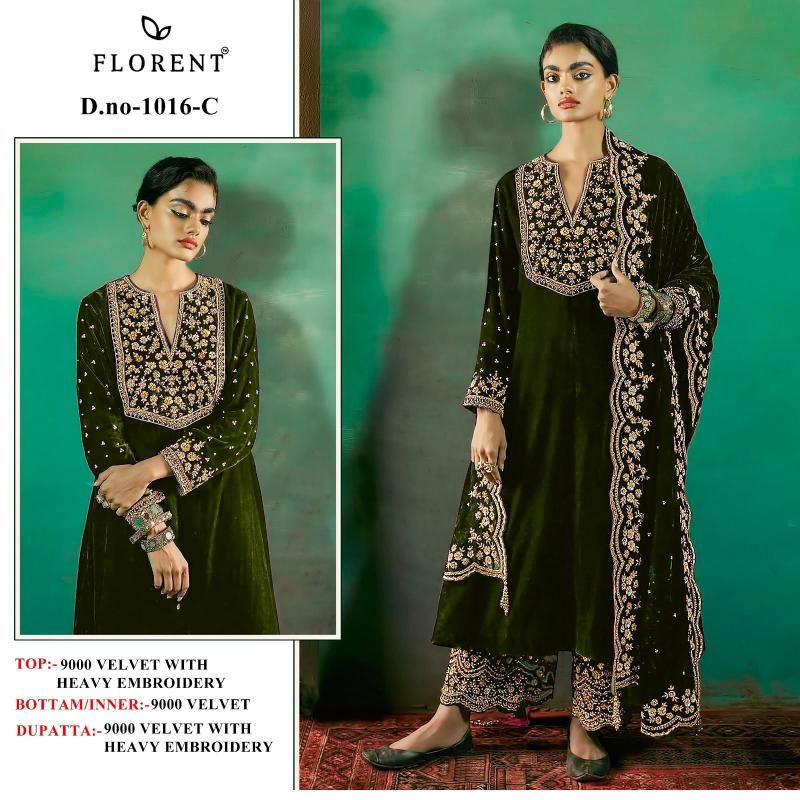 Florent™️ D No-1016 ABCD 9000 Velvet with Embroidery Wholesale Salwar Kameez in Surat