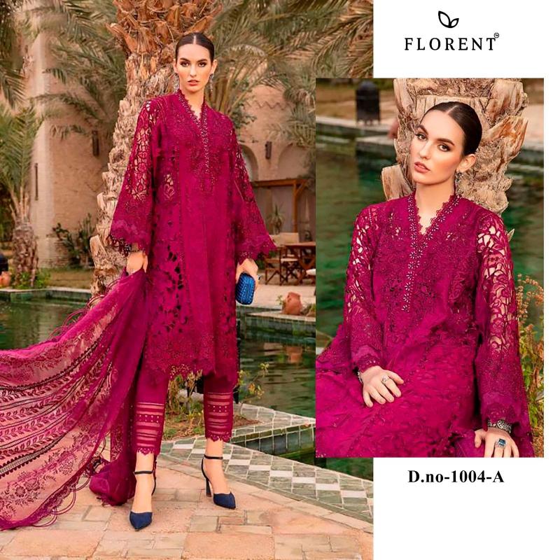 Florent™️ Maria B Colour Vol-1 Design No 1004 Pure Cotton Wholesale Salwar Kameez in Surat