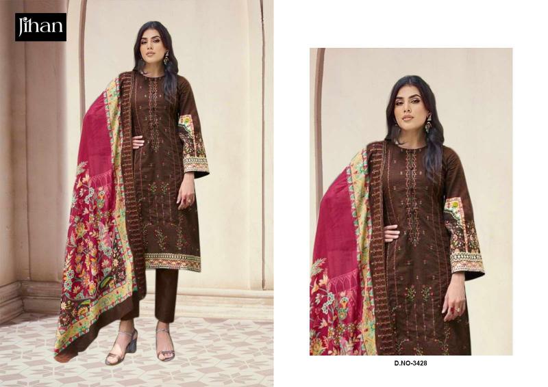 JIHAN D.No-3428 Pure Lawn Print with Heavy Embroidery Wholesale Salwar Kameez in Surat