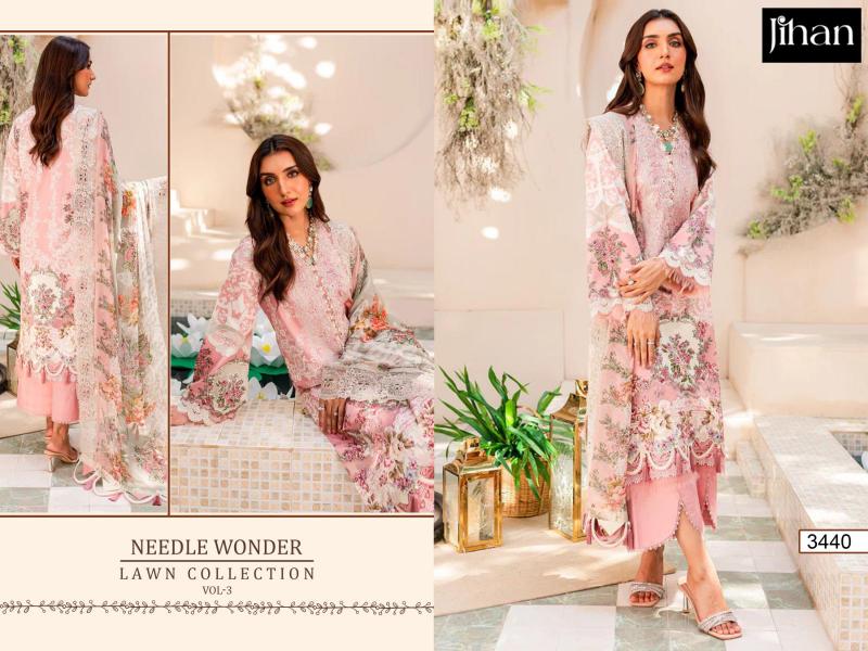 Jihan Needle Wonder Lawn Collection Vol-3 Pure Cotton Print Embroidery Wholesale Salwar Kameez in Surat