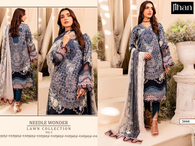 Jihan Needle Wonder Lawn Collection Vol-3 Pure Cotton with Embroidery Wholesale Salwar Kameez in Surat