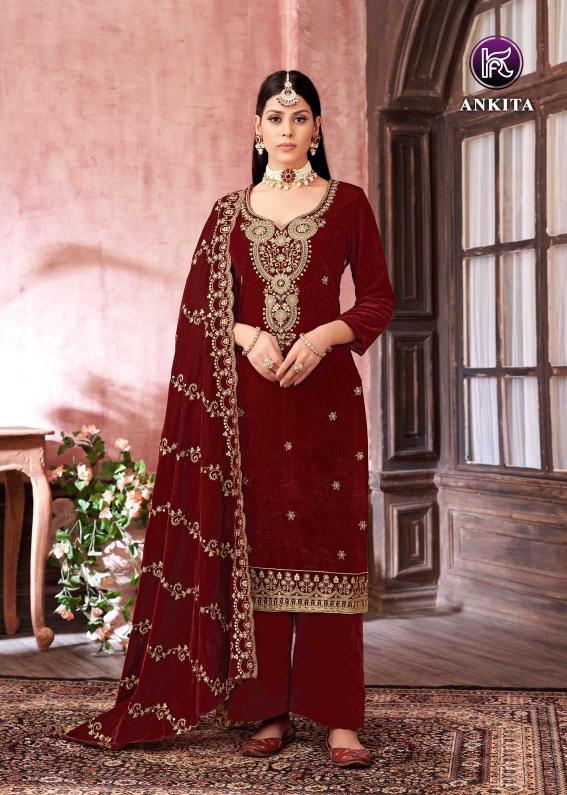 kala fashion ankita VELVET 9000 EMBROIDERY Wholesale Salwar Kameez in Surat