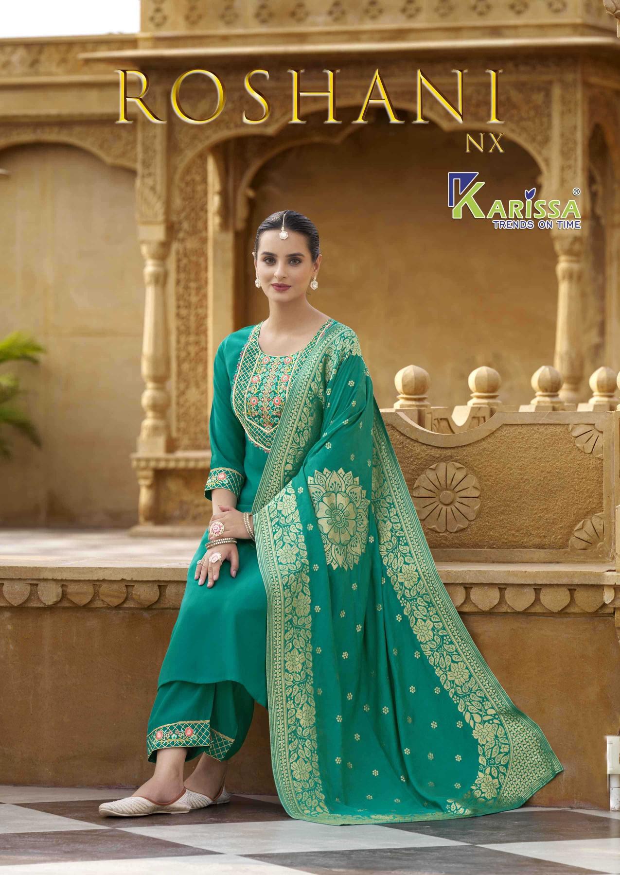 karissa roshani nx series 1001-1004 Premium heavy Viscose Wholesale Salwar Kameez in Surat