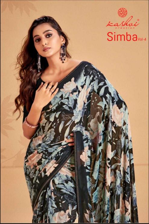 kashvi simba vol 4 series 401-408 GEORGETTE Wholesale Saree in Surat