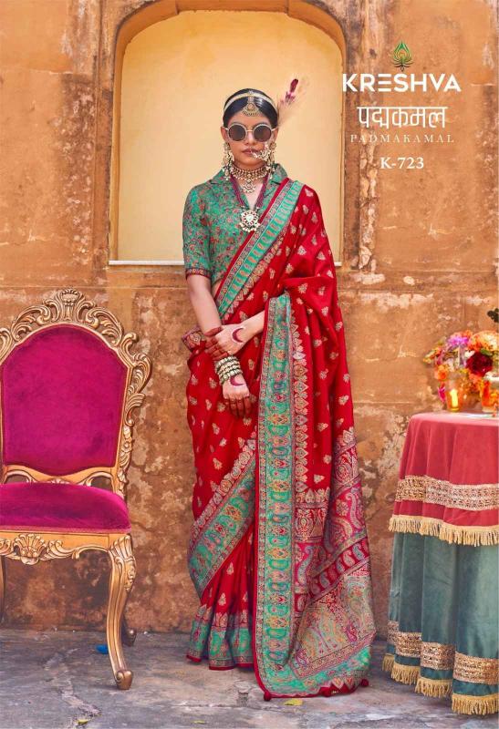 KRESHVA PADMAKAMAL series 719-724 SUPER 801 P.V SILK Wholesale Saree in Surat