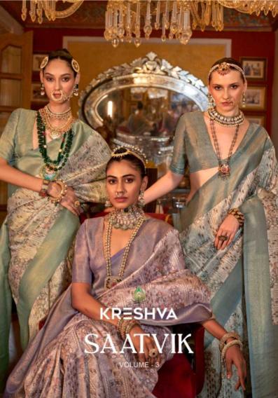 kreshva saatvik vol 3 series 052-059 TUSSER SILK Wholesale Saree in Surat