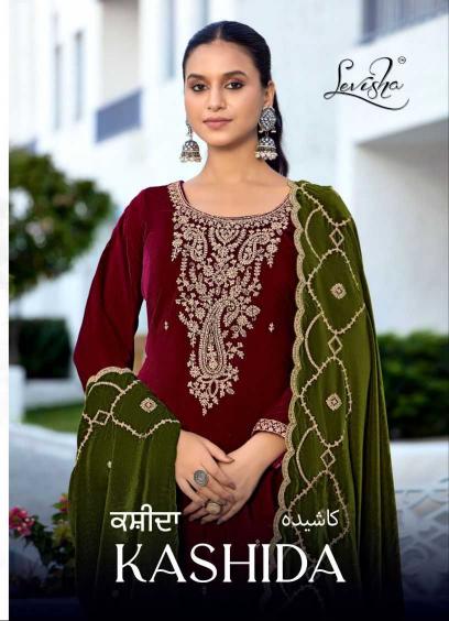 levisha kashida series 001-006 Pure VELVET 9000 Wholesale Salwar Kameez in Surat