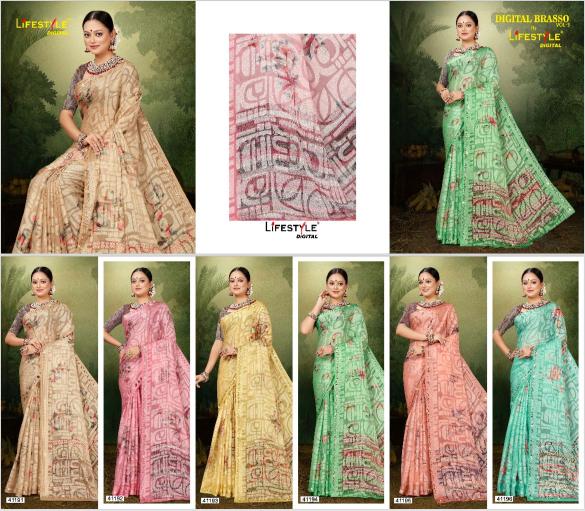 lifestyle digital brasso vol 3 series 41191-41196 fancy Wholesale Saree in Surat