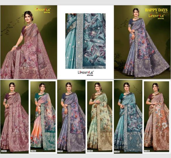 lifestyle happy days vol 3 series 41951-41956 fancy Wholesale Saree in Surat