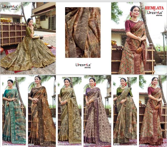 lifestyle hemlata series 40491-40496 fancy Wholesale Saree in Surat