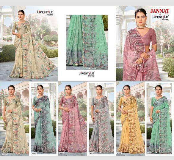 lifestyle jannat vol 2 series 38931-38936 fancy Wholesale Saree in Surat