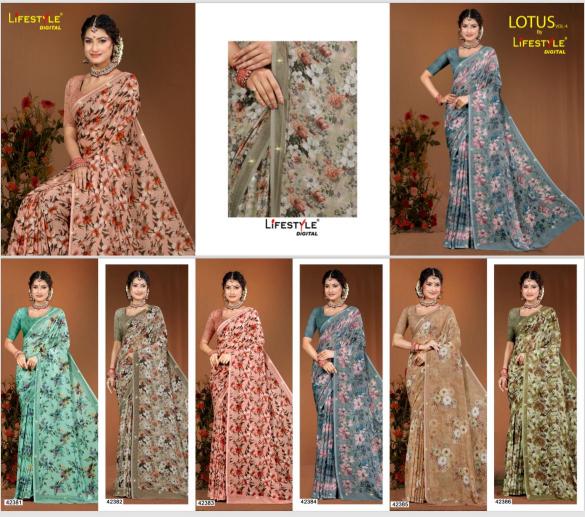 lifestyle lotus vol 4 SERIES 42381-42386 fancy Wholesale Saree in Surat