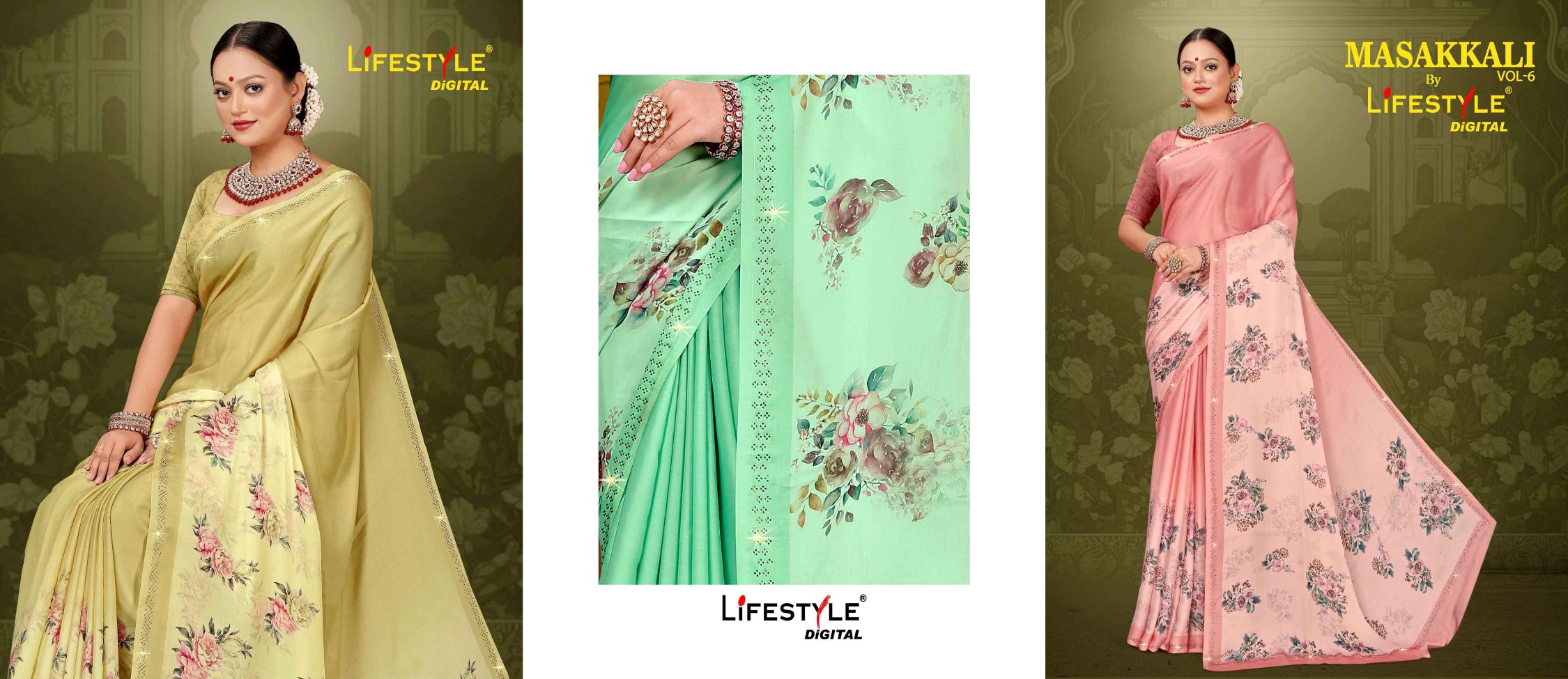 lifestyle masakkali vol 6 series 41141-41146 fancy Wholesale Saree in Surat