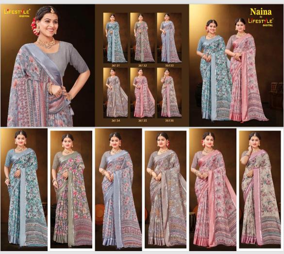 lifestyle naina SERIES 36131-36136 fancy Wholesale Saree in Surat