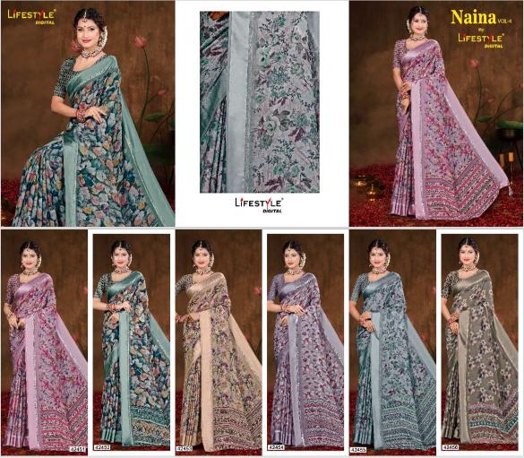 lifestyle naina vol 4 SERIES 42451-42456 fancy Wholesale Saree in Surat