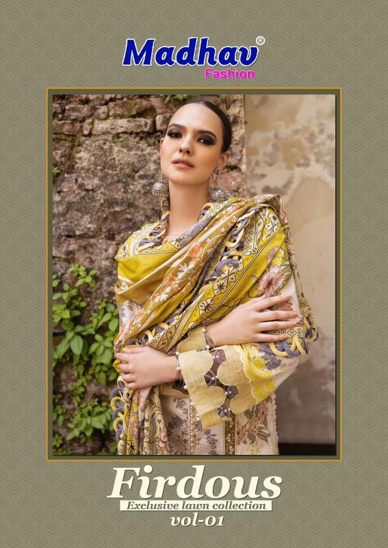 MADHAV FASHION FIRDOUS VOL 03 series 1001-1006 Pure LAWN Cotton Wholesale Salwar Kameez in Surat