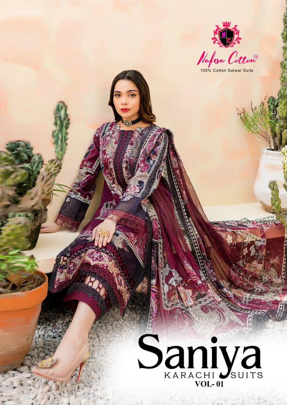 NAFISHA SANIYA KARACHI SUITS series 1001-1006 Pure Soft Cotton Wholesale Salwar Kameez in Surat