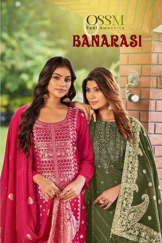 Ossm Banarasi series 1001-1006 Viscos Dola Silk Jacquard Wholesale Salwar Kameez in Surat