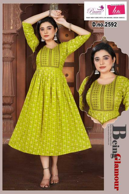 pavi 2592-2607 Heavy LIVA REYON Print Wholesale kurti in Surat