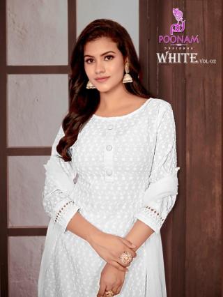 poonam designer white vol 2 series 1001-1008 RAYON Wholesale kurti in Surat