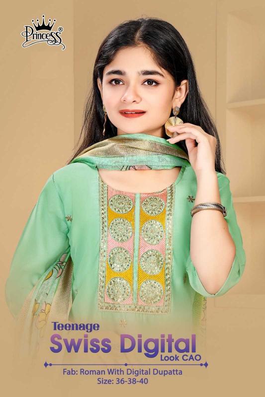 princess teenage swiss digital series 101-106 Heavy Roman silk Wholesale Salwar Kameez in Surat