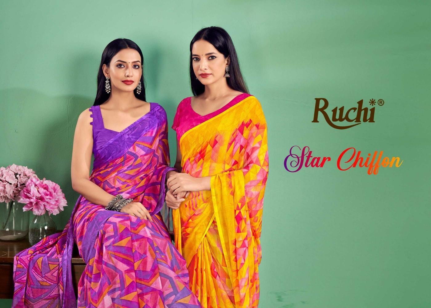 ruchi saree star chiffon vol 172 series 36701-36706 Chiffon Wholesale Saree in Surat