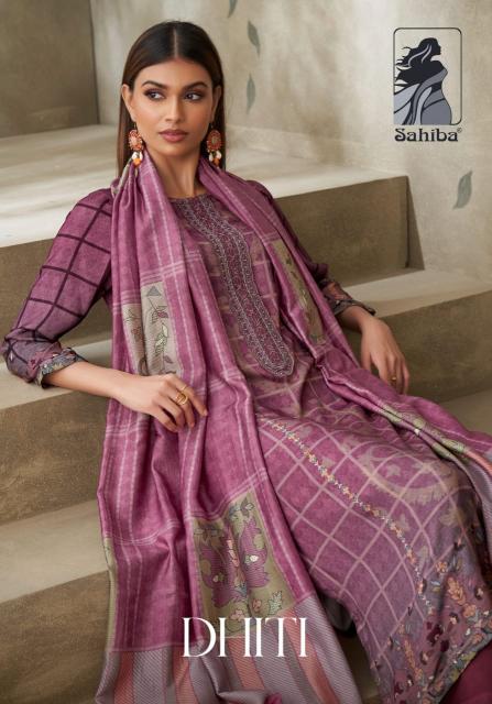 SAHIBA DHITI STAPLE TWILL DIGITAL PRINT WITH HAND WORK Wholesale Salwar Kameez in Surat