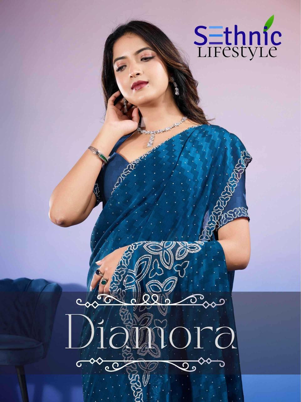 sethnic lifestyle diamora series 54001-54004 Satin Chiffon Wholesale Saree in Surat