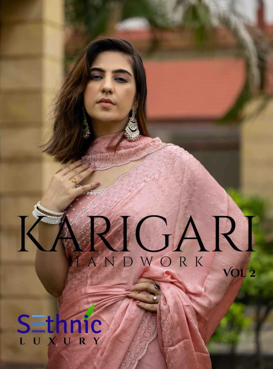 sethnic lifestyle karigari vol 2 series 33005-33008 SATIN CHIFFON Wholesale Saree in Surat