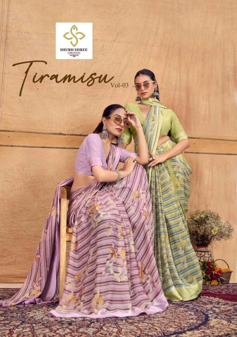 shubh shree tiramisu vol 3 series 3001-3008 CHIFFON Wholesale Saree in Surat