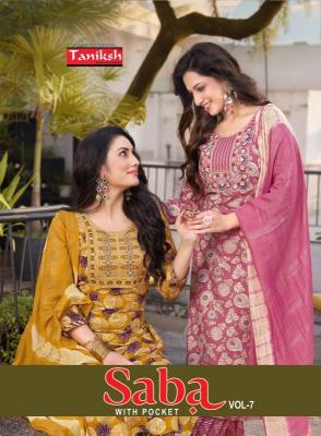 taniksh saba vol 7 series 7001-7008 RAYON Wholesale Salwar Kameez in Surat