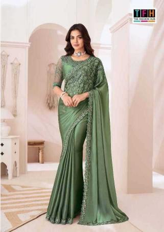 tfh sandal wood 1307  SARTIN CHIFFON Wholesale Saree in Surat