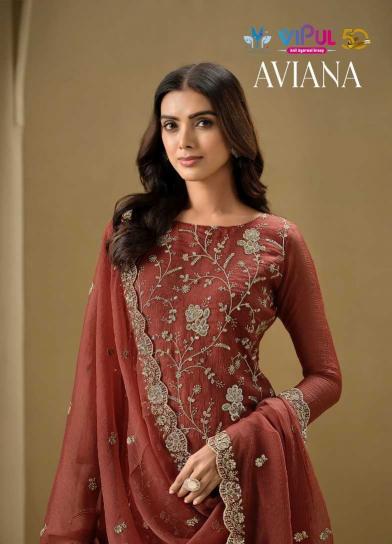 vipul fashion aviana series 6091-6096 ORGANZA CHIFFON Wholesale Salwar Kameez in Surat