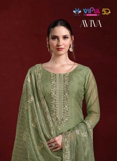 vipul fashion aviva series 6031-6035 SOFT ORGANZA Wholesale Salwar Kameez in Surat