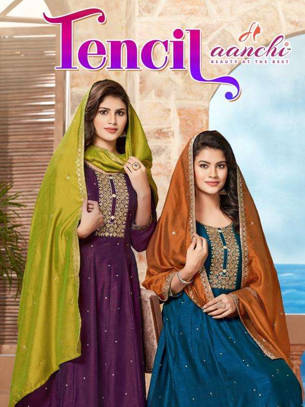 aanchi tencil series 101-104 VICHITRA SILK wholesale salwar kameez in surat