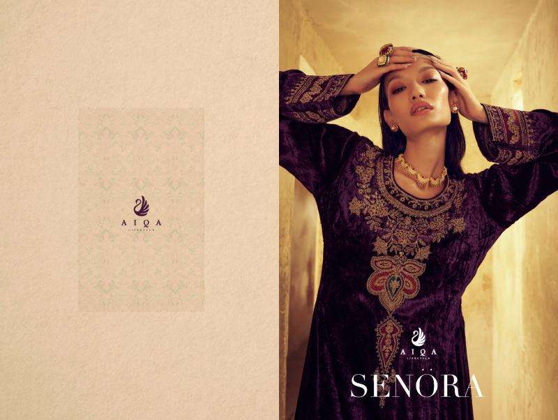 aiqa senora series 1127-1134 PURE VELVET WITH FANCY WORK wholesale salwar kameez in surat