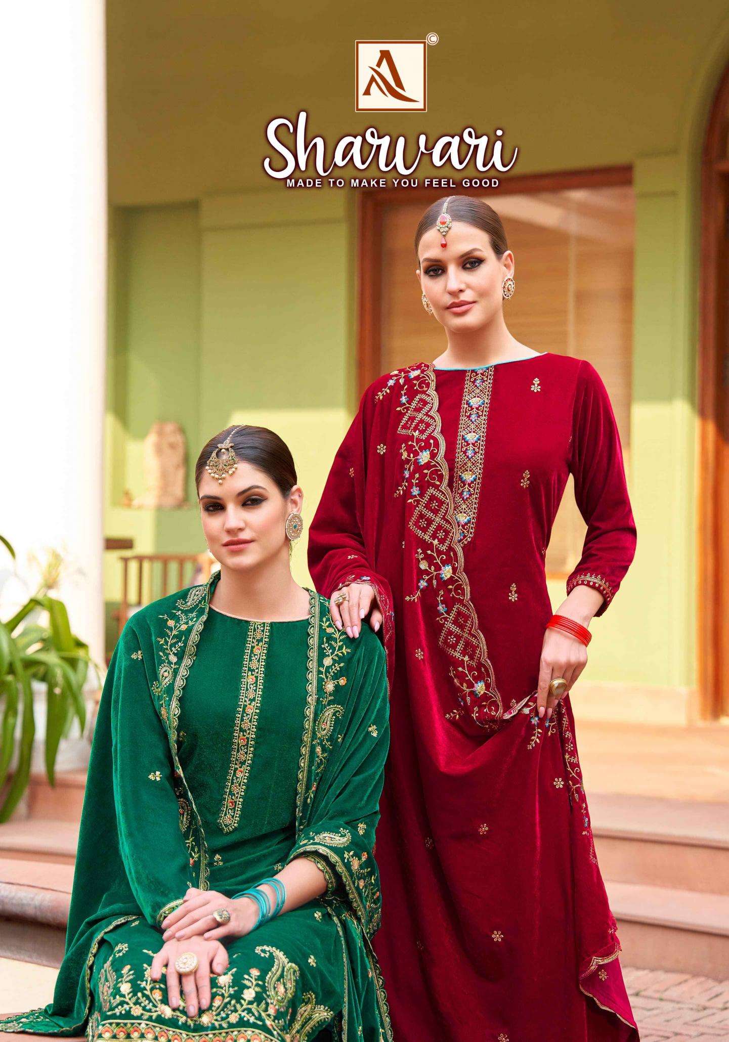 alok suits sharvari series 1697001-1697004 Premium Velvet Wholesale Salwar Kameez in Surat