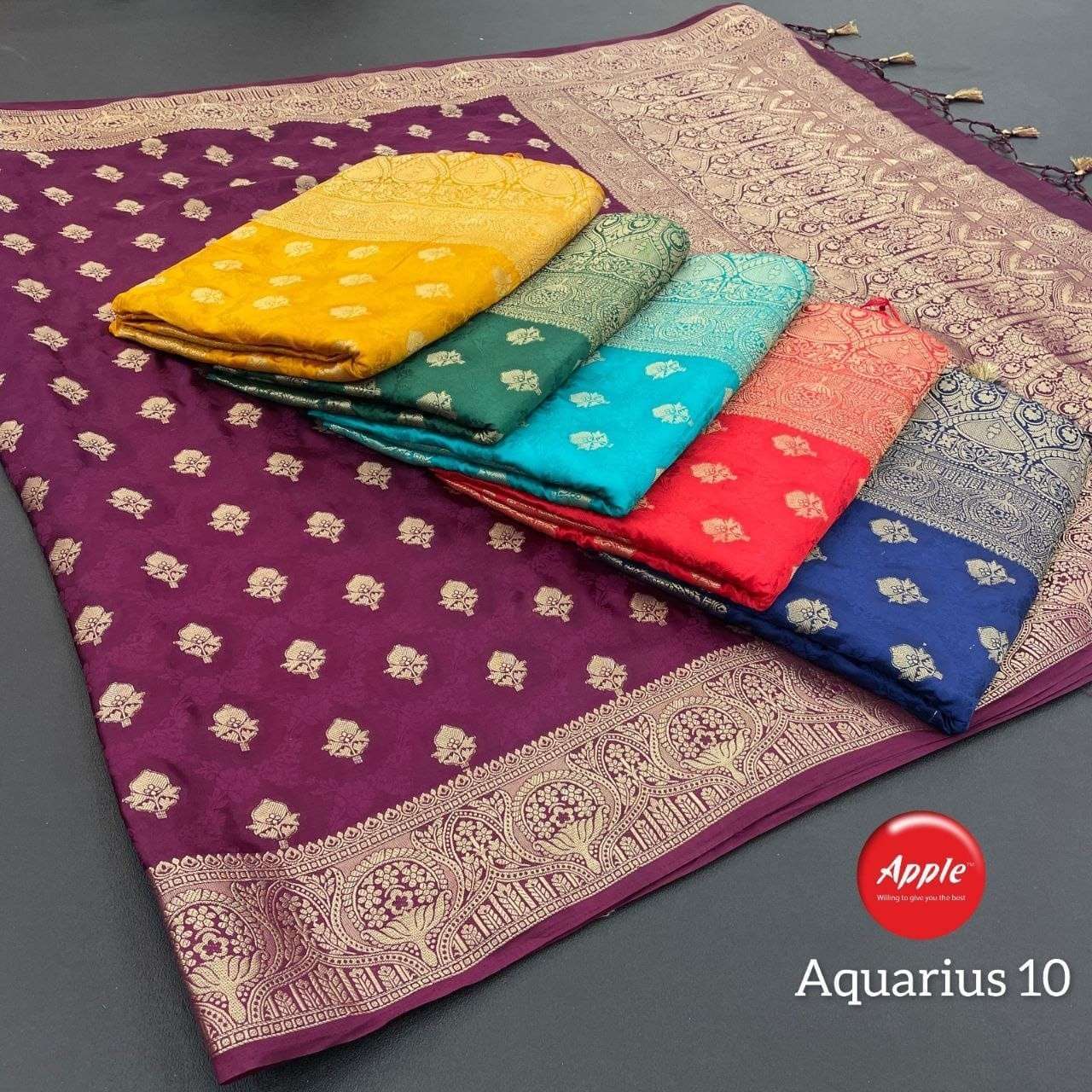 apple aquarius GAJJI SATIN wholesale saree in surat 