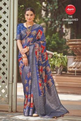 apple the embellished vol 6 series 601-608 ITALIAN SILK Wholesale Saree in Surat