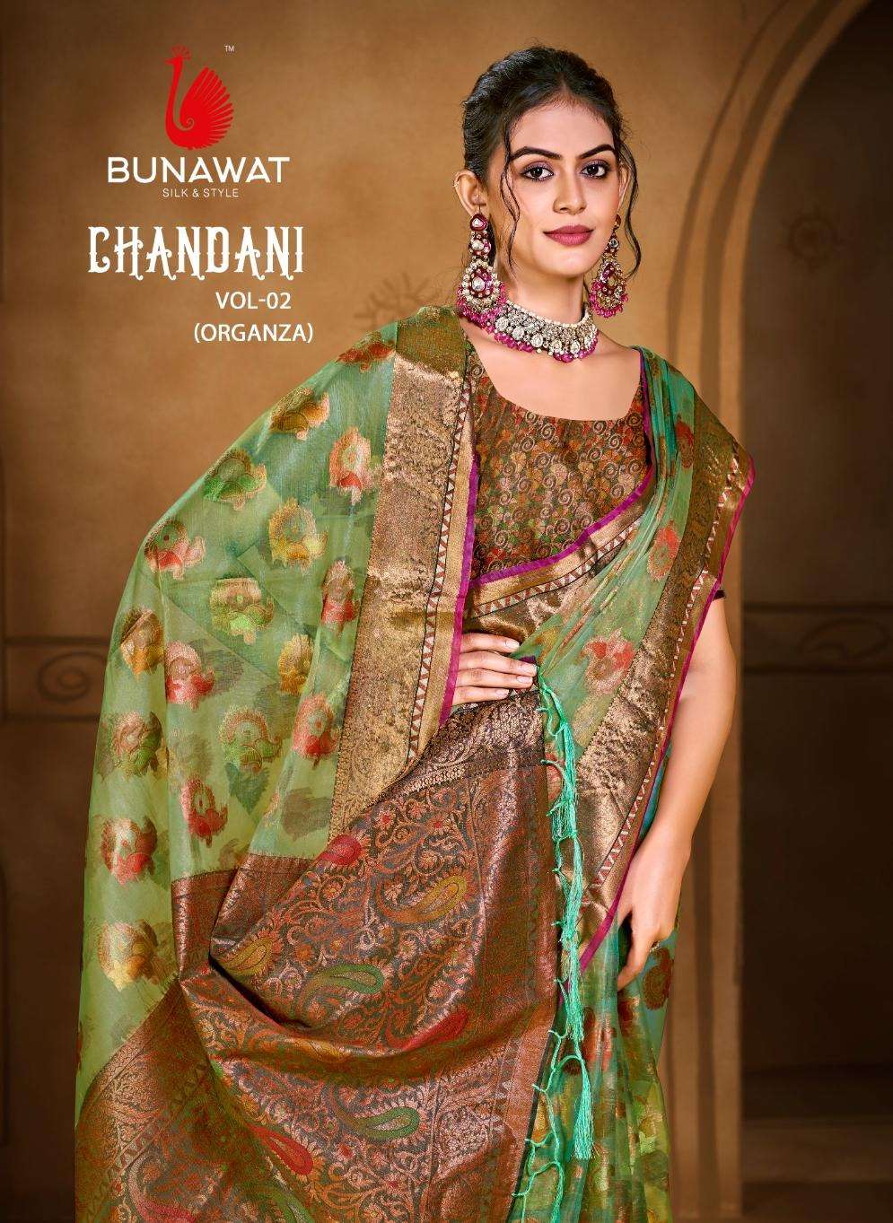 Bunawat Chandani 02 Organza Printed Designer Saree Wholesale in Surat