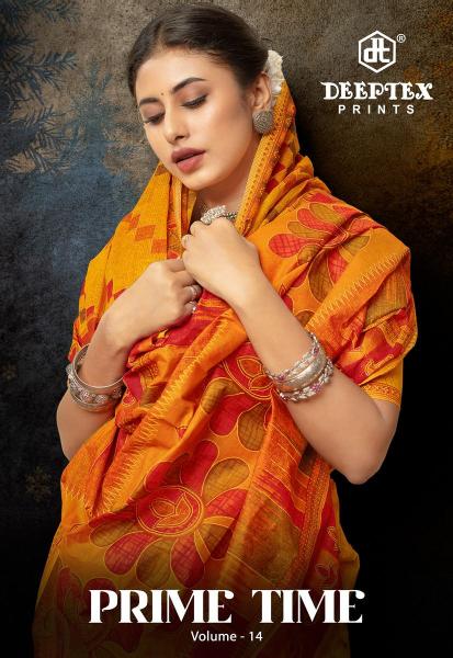 Deeptex Prime Time Vol-14 series 1401-1410 Pure Cotton Wholesale Saree in Surat