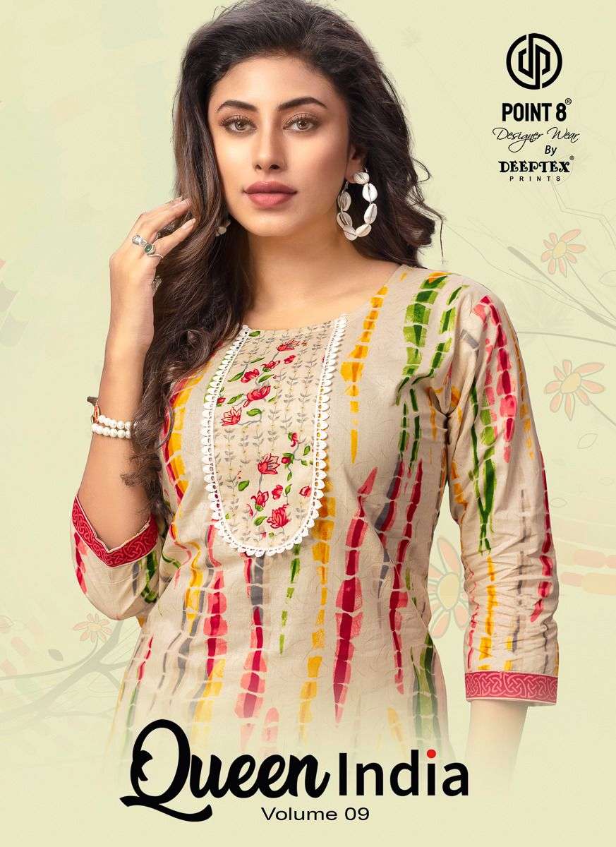 Deeptex Queen India Vol-9 series 9001-9010 Pure Cotton Wholesale kurti in Surat