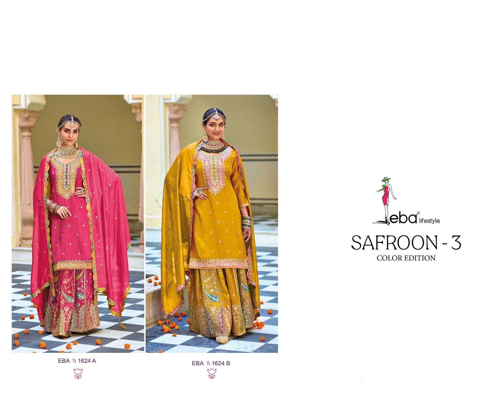 EBA Safroon Vol 3 Heavy Chinon Embroidery Salwar Kameez Wholesale in Surat