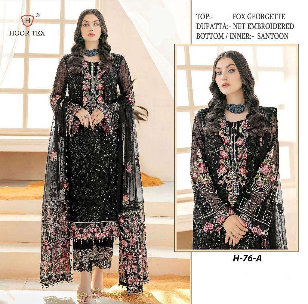 Hoor Tex H 76 Fox Georgette Heavy Designer Wholesale Salwar Kameez in Surat