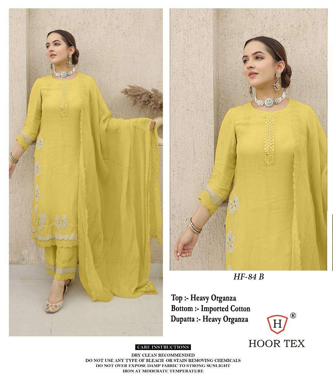 Hoor Tex HF-84 A To D Heavy Organza Wholesale Salwar Kameez in Surat