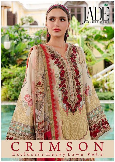 Jade Crimson Vol-05 series 501-506 Heavy Lawn Cotton Wholesale Salwar Kameez in Surat