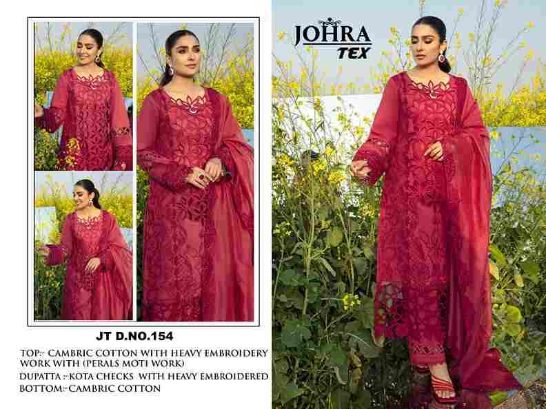 Johra Tex D No. JT-154 Cambric Cotton with Heavy Embroidery Work Wholesale Salwar Kameez in Surat