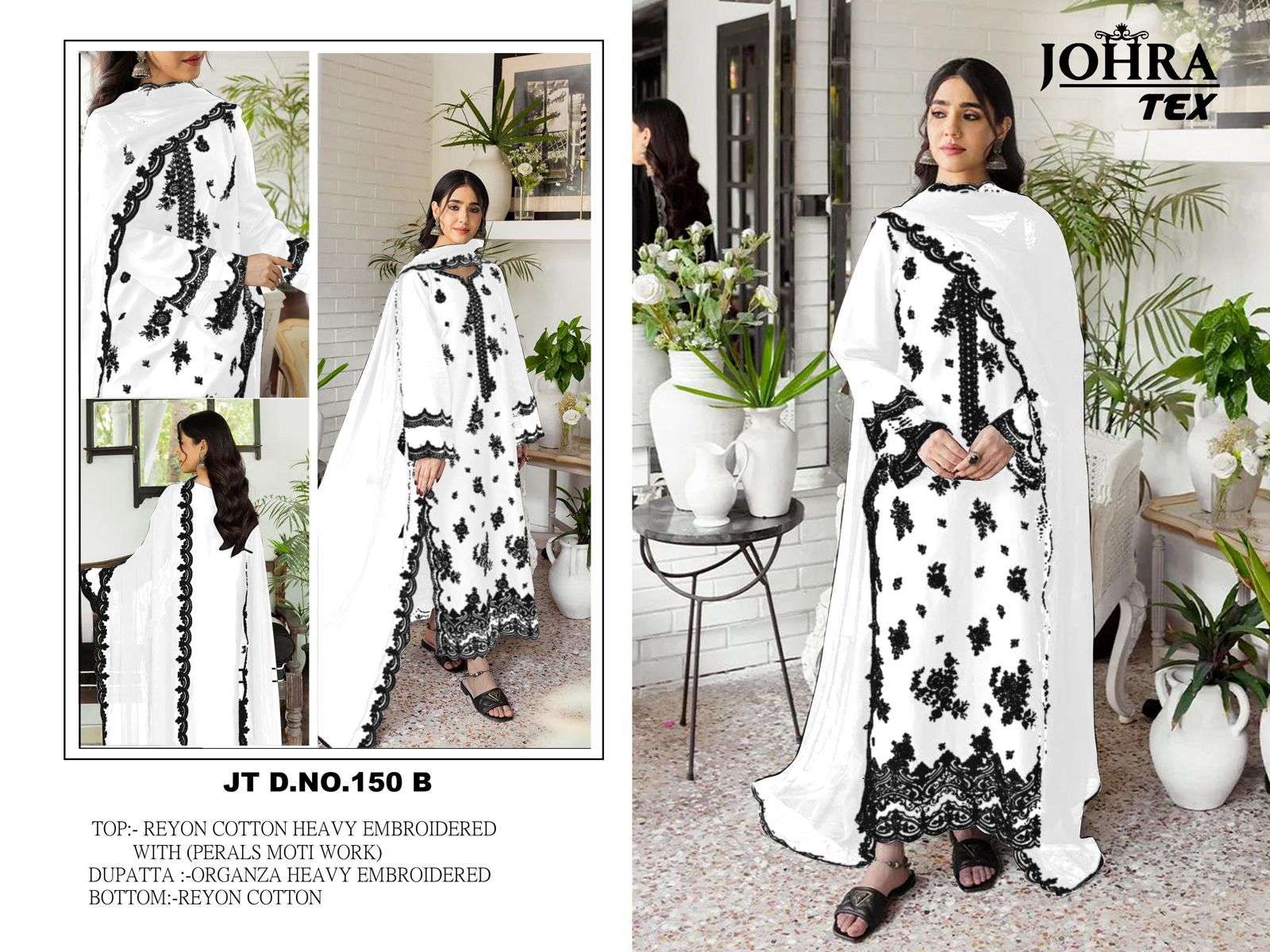 JOHRA TEX JT-150 B Reyon Cotton Heavy Embroidered Wholesale Salwar Kameez in Surat