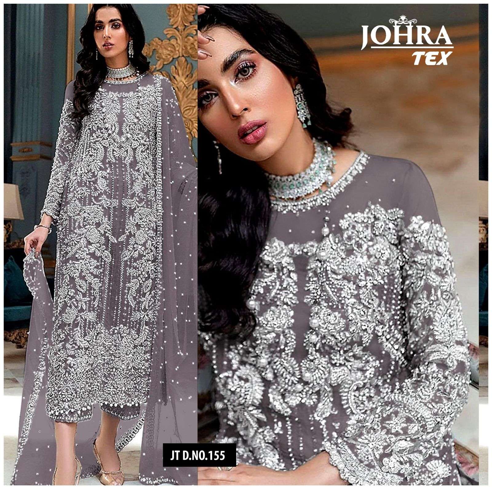 JOHRA TEX JT-155 Butterfly Net Heavy Embroidered Wholesale Salwar Kameez in Surat – Stunning Designer Collection